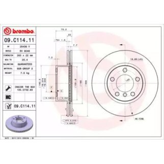 Диск тормозной передний вентилируемый Brembo 09.C114.11 фото