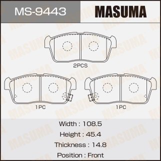 Колодки тормозные передние к-кт Masuma MS-9443 фото