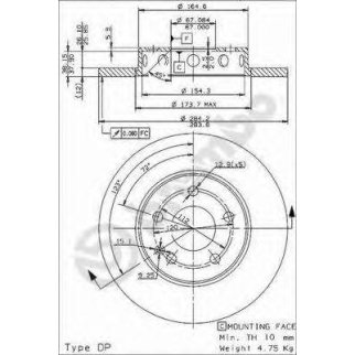 Диск тормозной передний Brembo 08.4750.41 фото