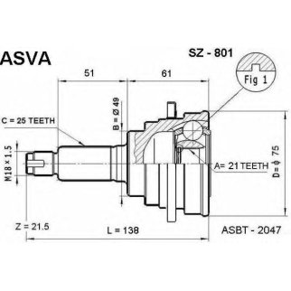 ШРУС наружный ASVA SZ80-1 фото