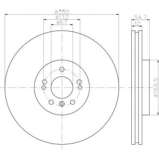 Диск тормозной передний вентилируемый MINTEX MDC2067 фото