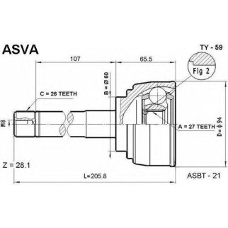 ШРУС наружный ASVA TY59- фото