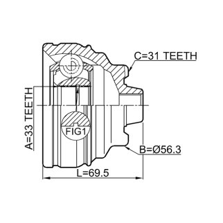 Шрус наружный 33x56.3x31 фото 2