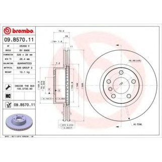 Диск тормозной передний вентилируемый Brembo 09.B570.11 фото