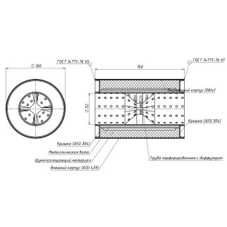 Пламегаситель универсальный 100/150-50 с перф. диффузором (нерж. сталь) (ESM 10015050d) фото 3