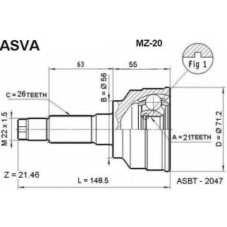 ШРУС наружный ASVA MZ20- фото
