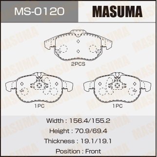 Колодки тормозные передние к-кт Masuma MS-0120 фото