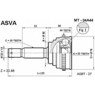 ШРУС наружный ASVA MT04-A44 фото