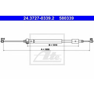 Трос стояночного тормоза правый ATE 24.3727-0339.2 фото