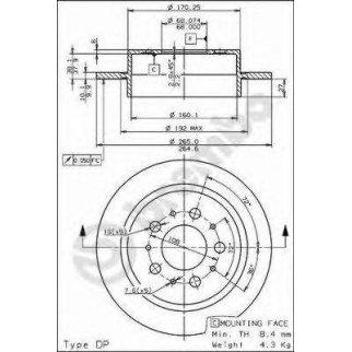 Диск тормозной brembo 08.7768.10 фото