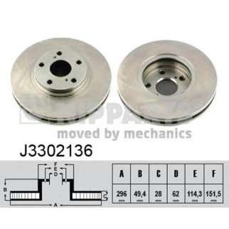 Диск тормозной передний вентилируемый NIPPARTS J3302136 фото