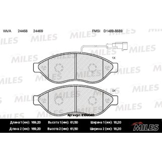 Колодки тормозные передние к-кт MILES E100040 фото