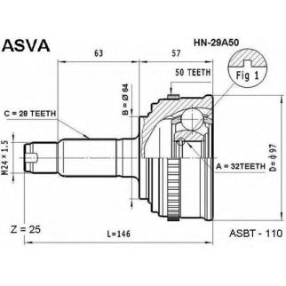 ШРУС наружный ASVA HN-2-9A50 фото