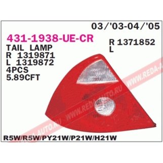431-1938L-UE-CR_фонарь левый! красно-белый Ford Mondeo 01-03 фото
