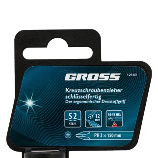 Отвертка S2 трехкомпонентная рукоятка PH 3х150 GROSS фото 4