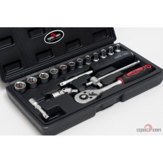 Набор инструмента 17 предметов, головки 1/4, 4-13мм СЕРВИС КЛЮЧ фото 1