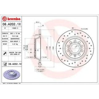 Диск тормозной brembo 08.A202.1X фото