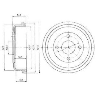 Барабан тормозной задний (203х63,5) 4 отв фото