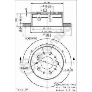 Диск тормозной brembo 08.8094.30 фото