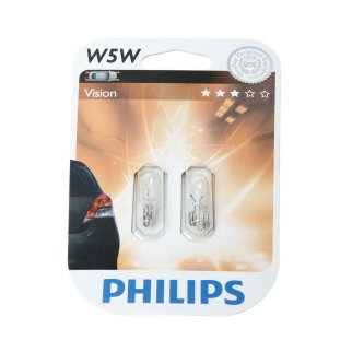 Лампа 12V W5W 5W PHILIPS Vision 2 шт. блистер 12961B2 фото