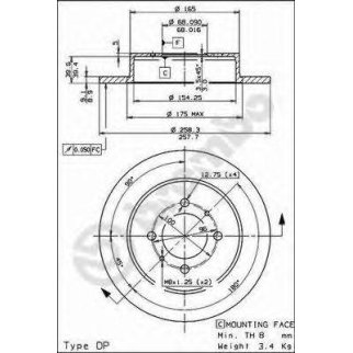Диск тормозной brembo 08.5443.40 фото