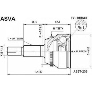 ШРУС наружный ASVA TY-9-10A48 фото