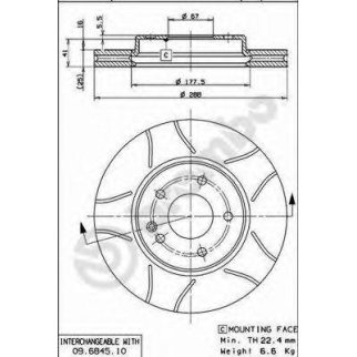 Диск тормозной brembo 09.6845.75 фото