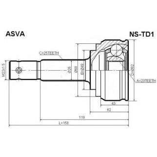 ШРУС наружный ASVA NS-T-D1 фото
