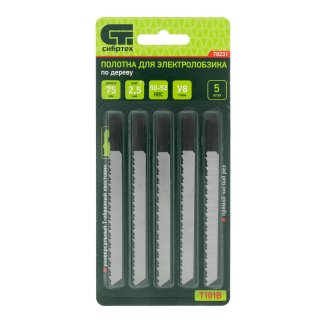 Полотна для электролобзика по дереву, 5 шт. T101B, 75 х 2,5мм СИБРТЕХ фото 1
