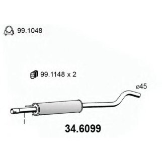 Глушитель средняя часть ASSO 34.6099 фото