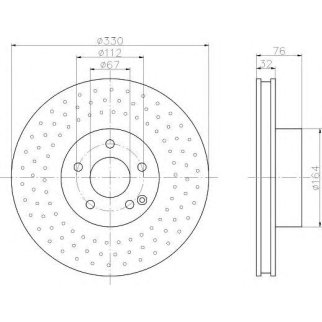 Диск тормозной передний вентилируемый Hella 8DD 355 106-851 фото