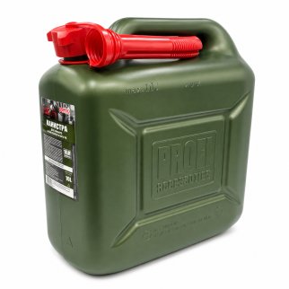 Канистра топливная 3tON Profi пластиковая 10л (оливковая с носиком-лейкой) фото