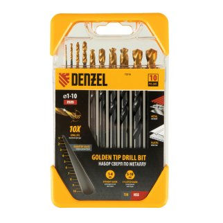 Набор сверл по металлу 1,5-6,5 мм, HSS-Tin, Golden Tip, 10шт Denzel фото 6