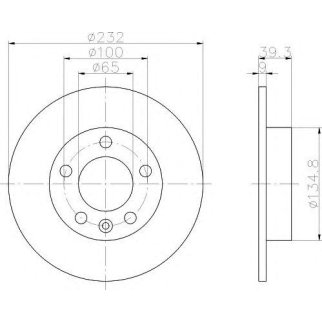 Диск тормозной задний Hella 8DD 355 105-411 фото