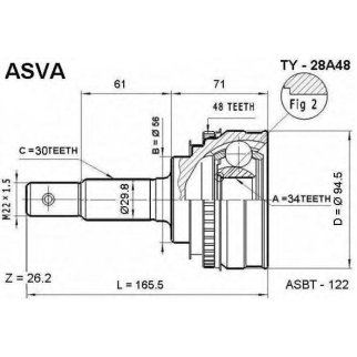 ШРУС наружный ASVA TY28-A48 фото
