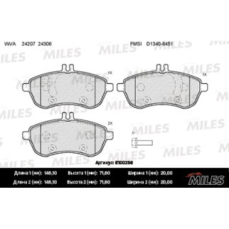 Колодки тормозные передние к-кт MILES E100256 фото