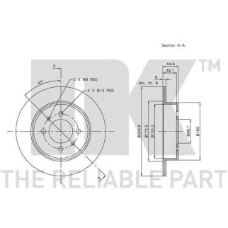 Диск тормозной задний NK 202263 фото