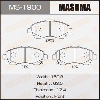 Колодки тормозные передние к-кт Masuma MS-1900 фото