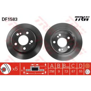 Диск тормозной задний TRW DF1583 фото