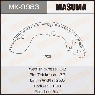 Колодки барабанные к-кт Masuma MK-9983 фото