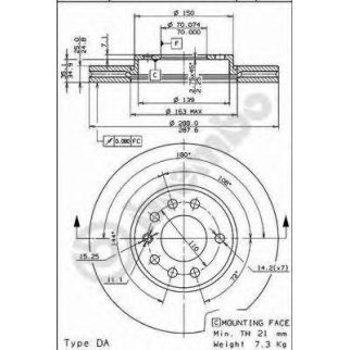 Диск тормозной brembo 09.6997.11 фото