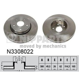 Диск тормозной передний вентилируемый NIPPARTS N3308022 фото