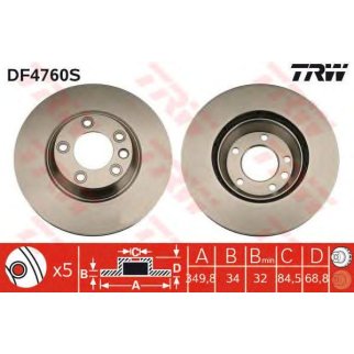Диск тормозной передний вентилируемый правый TRW DF4760S фото