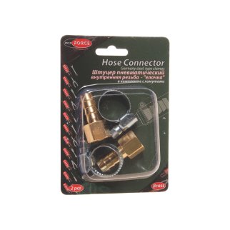 Штуцер пневматический внутр. резьба 1/4&quot;- &quot;елочка&quot; 10мм (2 шт. + хомуты) в блистере ROCK FORCE фото