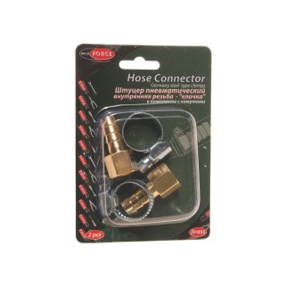 Штуцер пневматический внутр. резьба 1/4"- "елочка" 10мм (2 шт. + хомуты) в блистере ROCK FORCE фото