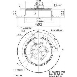 Диск тормозной brembo 08.A150.11 фото