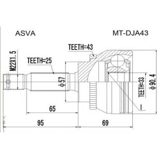 ШРУС наружный ASVA MT-D-JA43 фото