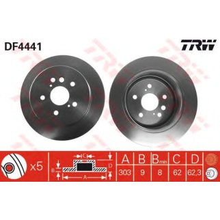 Диск тормозной задний TRW DF4441 фото