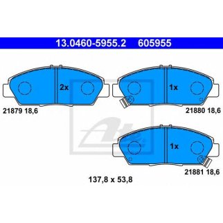 Колодки тормозные передние к-кт ATE 13.0460-5955.2 фото