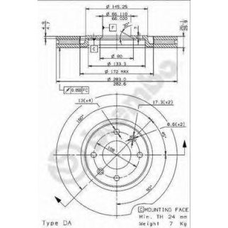 Диск тормозной brembo 09.9616.14 фото